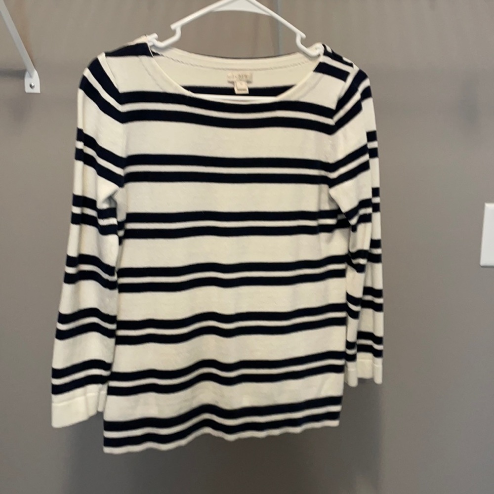 Jcrew navy and cream striped nautical sweater xs